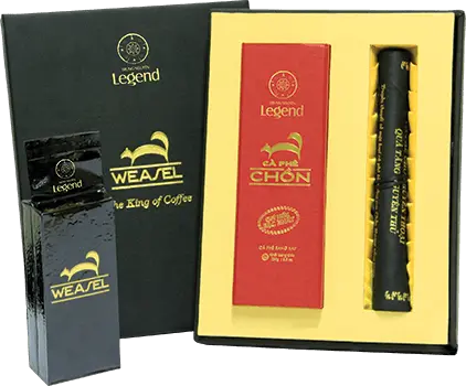 Weasel — The King of Coffee gift set with black and red premium packaging
